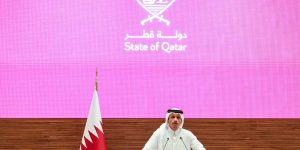Qatar's Prime Minister and Foreign Minister Mohammed bin Abdulrahman al-Thani addresses a press conference following Israeli strikes in Doha on September 9, 2025. Following the attack, world leaders, including the US President, sharply criticised Israel for targeting of the Palestinian Hamas movement leaders in Qatar, a Western ally which has hosted multiple rounds of Gaza ceasefire talks. (Photo by Karim JAAFAR / AFP) (Photo by KARIM JAAFAR/AFP via Getty Images)